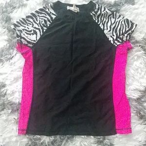 Black Zebra Print swim top medium